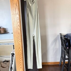 Women’s Akira Sz XL Back Zip High Neck Sleeveless Silky One Piece Jumpsuit